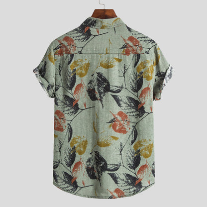 Stylisches Herren Kurzarm Hemd mit Vintage Druck aus Baumwolle