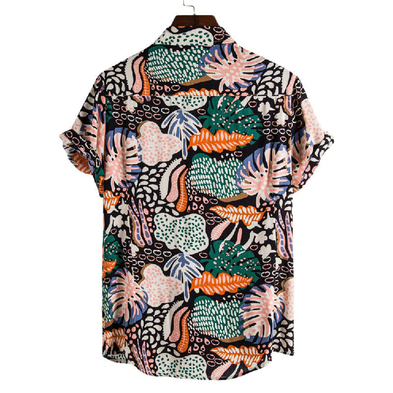 Stylisches Herren Kurzarm Hemd mit Vintage Druck aus Baumwolle