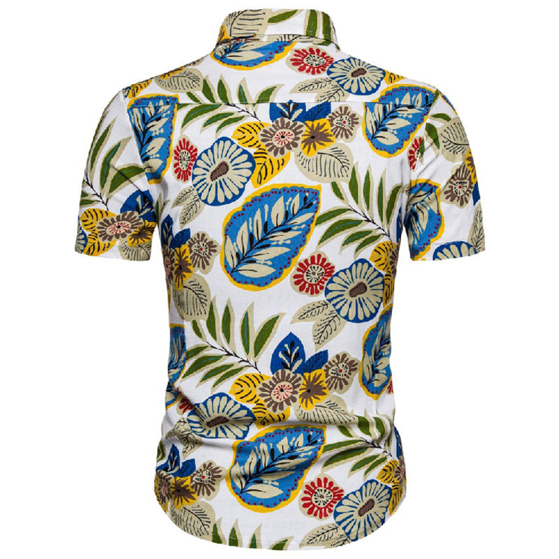 Stylisches Herren Kurzarm Hemd mit Vintage Druck aus Baumwolle