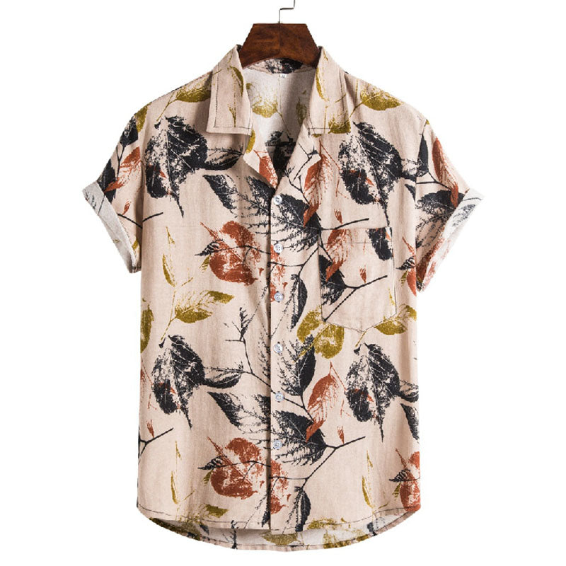 Stylisches Herren Kurzarm Hemd mit Vintage Druck aus Baumwolle