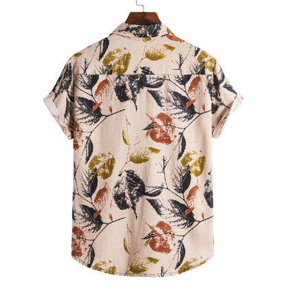 Stylisches Herren Kurzarm Hemd mit Vintage Druck aus Baumwolle