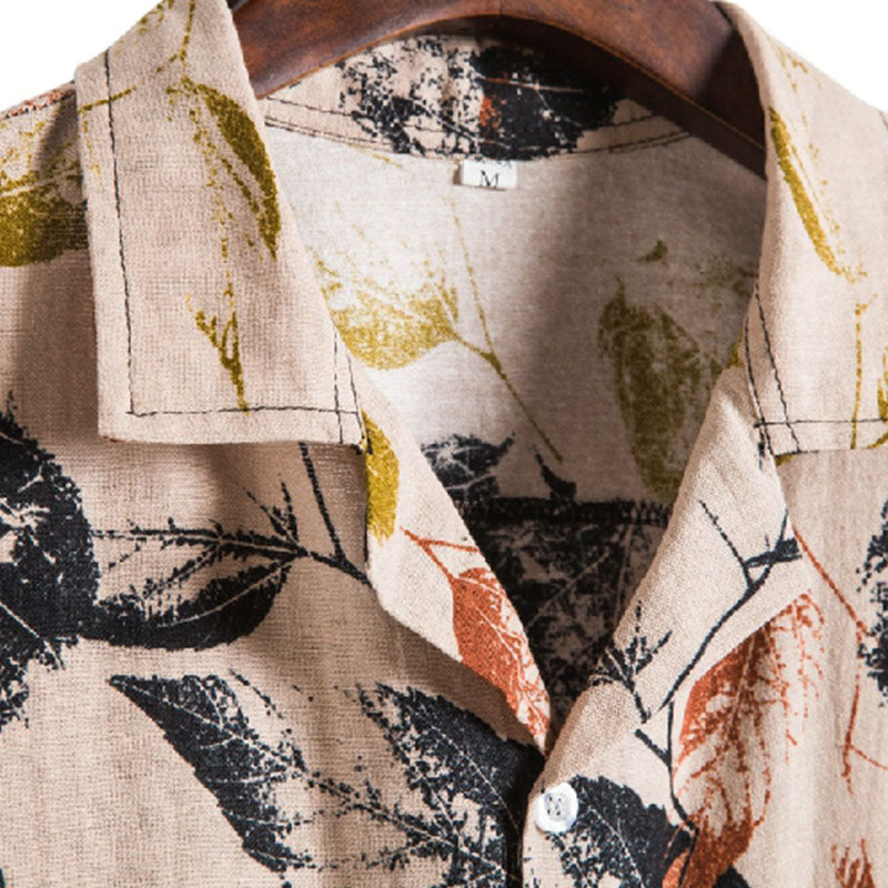 Stylisches Herren Kurzarm Hemd mit Vintage Druck aus Baumwolle