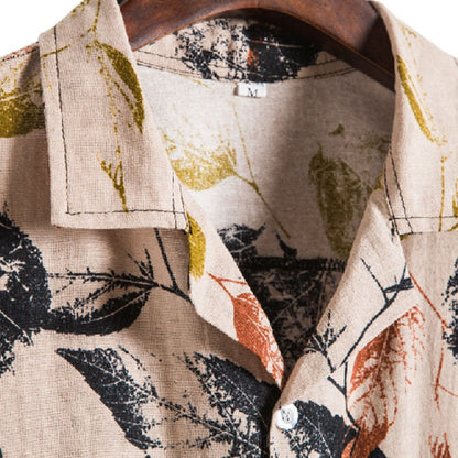 Stylisches Herren Kurzarm Hemd mit Vintage Druck aus Baumwolle