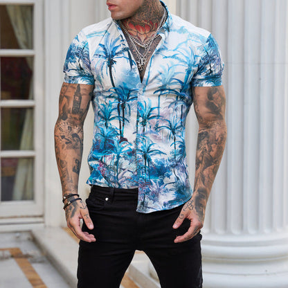 Bedrucktes Herren Kurzarm Hemd im coolen Reverse Look