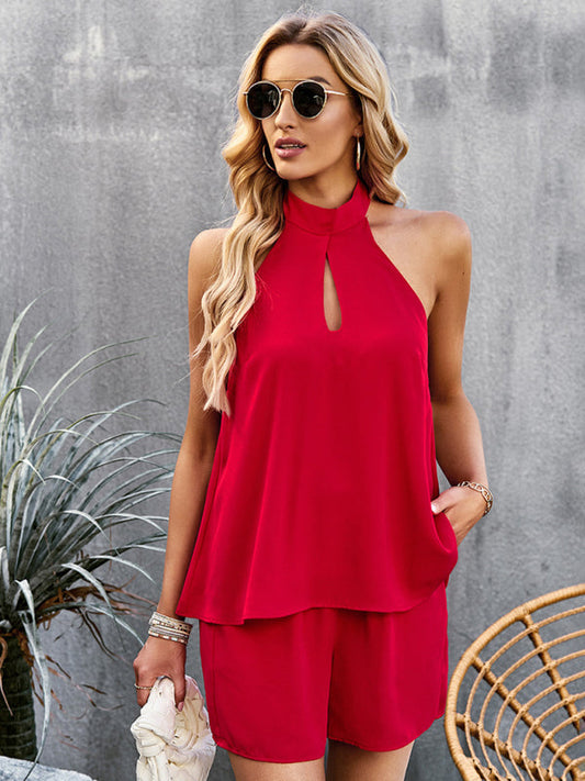 Fudus | Cutout Mock Neck Halter Top Zwei Teile Satz
