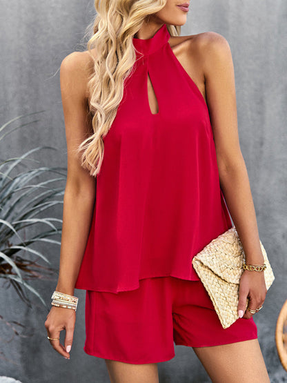 Fudus | Cutout Mock Neck Halter Top Zwei Teile Satz