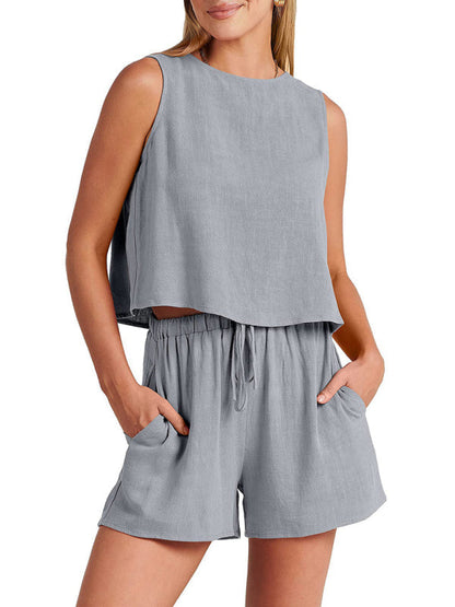 Fudus | Ärmelloses Lockeres Top Shorts Zwei-teile-satz