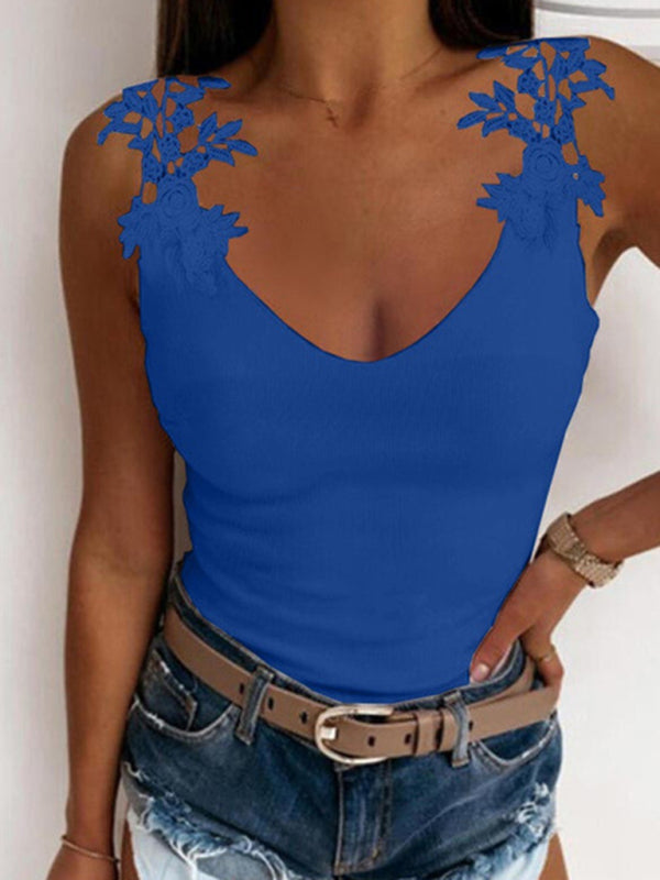 Fudus | Sommer U-ausschnitt Spitzen Tanktop