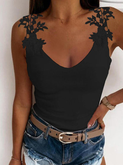 Fudus | Sommer U-ausschnitt Spitzen Tanktop