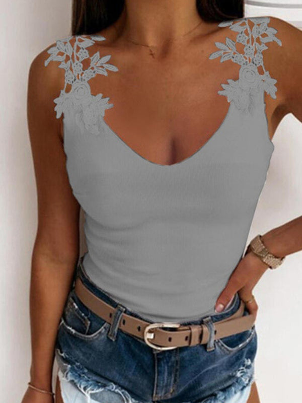 Fudus | Sommer U-ausschnitt Spitzen Tanktop
