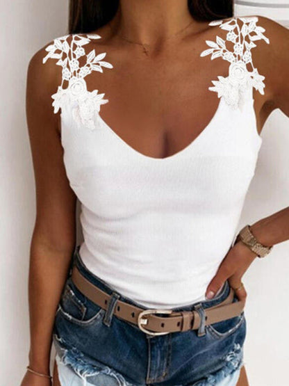 Fudus | Sommer U-ausschnitt Spitzen Tanktop