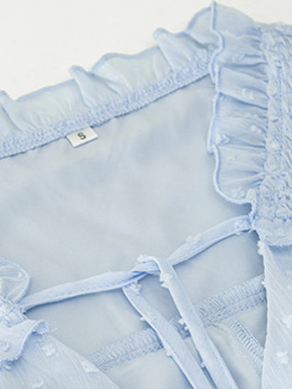 Fudus | V Hals Laterne Langarm Bluse