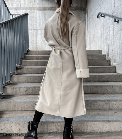 Dalas | Jacke aus Leder und Fleece zum Schnüren