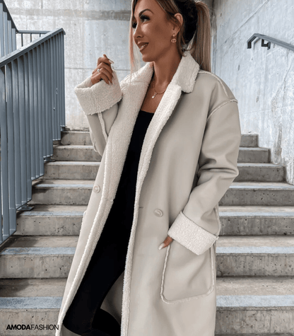 Dalas | Jacke aus Leder und Fleece zum Schnüren
