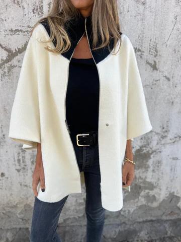 Reivalia | Lässige Jacke mit Stehkragen und Halbreißverschluss – Weiß