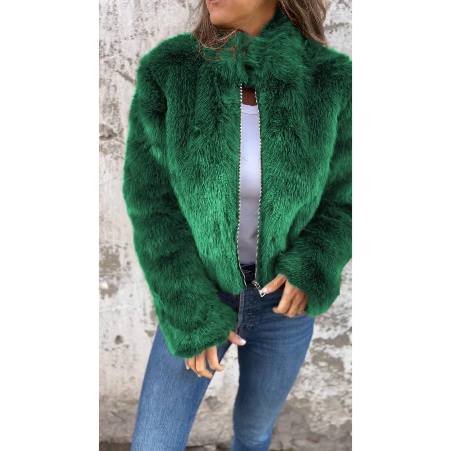 Lasithra | PU Bond Jacke mit hohem Kragen und Reißverschluss