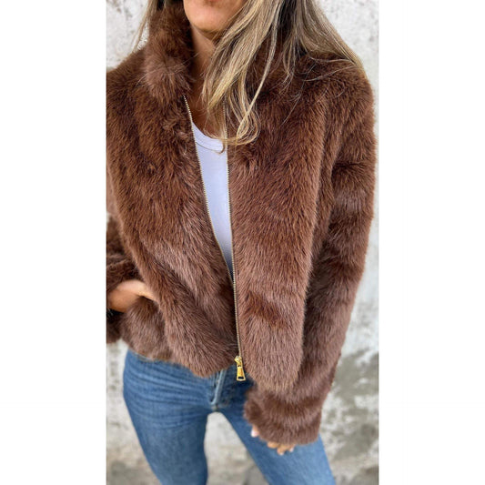 Lasithra | PU Bond Jacke mit hohem Kragen und Reißverschluss