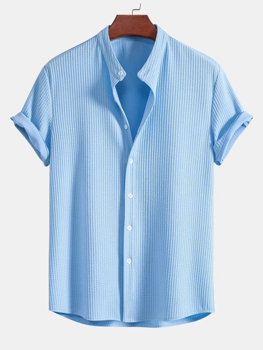 Stylisches Herren Polo Shirt aus Leinen mit Stehkragen