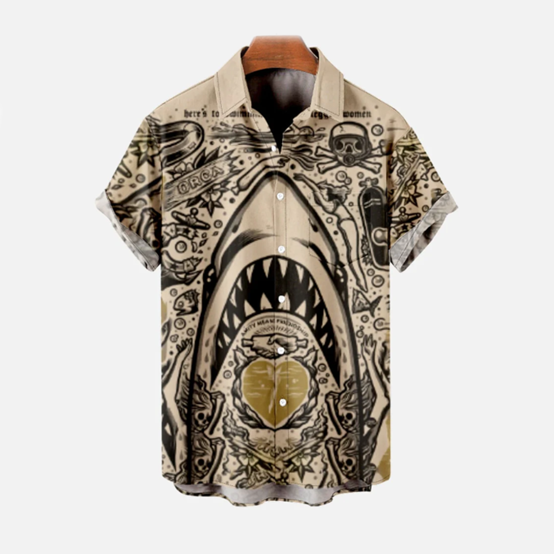 Lässiges Shark Print Sommerhemd - Youpi