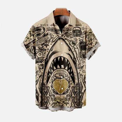 Lässiges Shark Print Sommerhemd - Youpi
