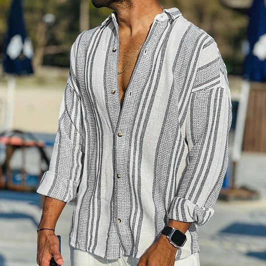 Modernes gestreiftes Sommerhemd mit langen Ärmeln - Philemon