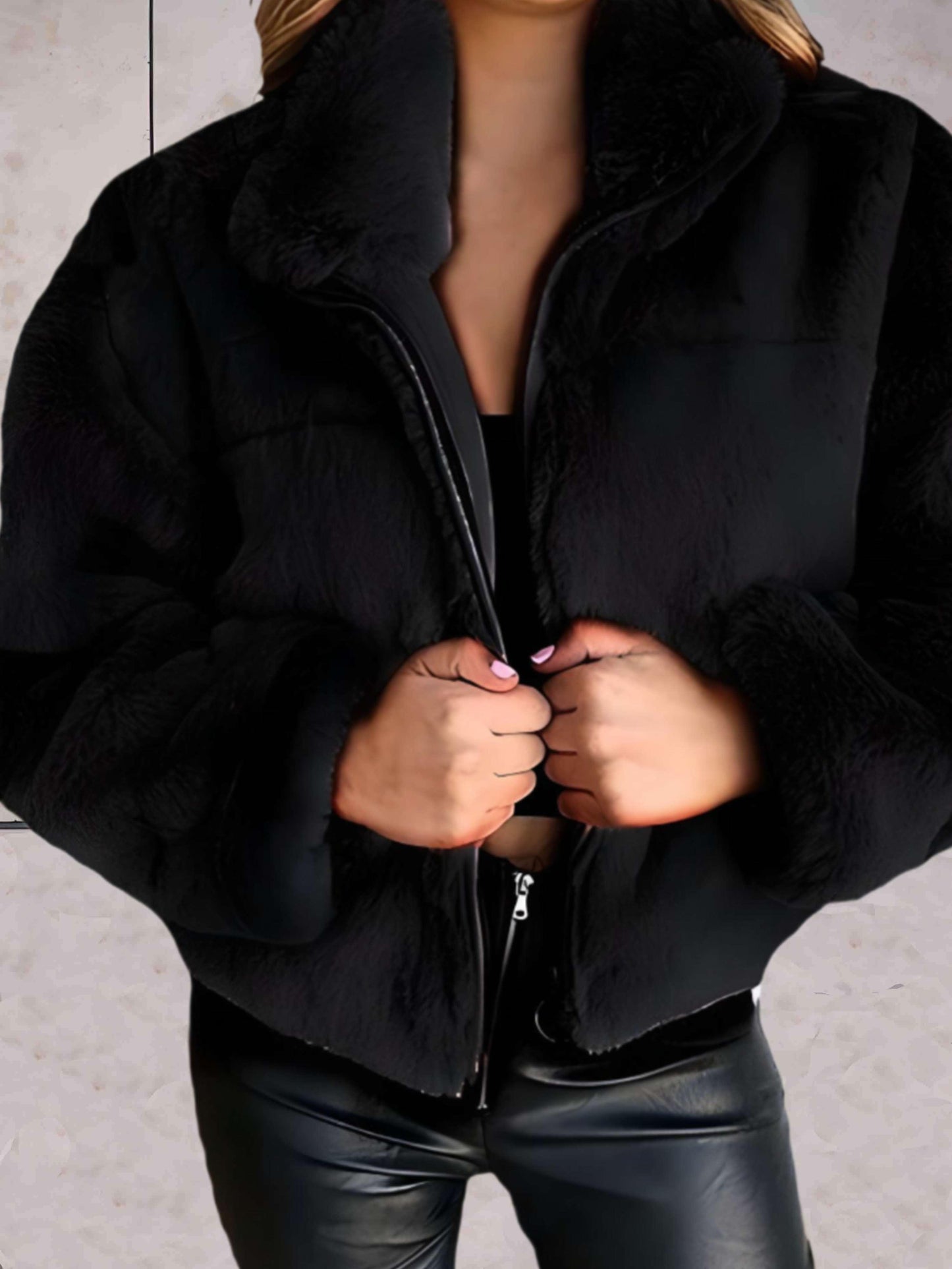 Eyasira | Warme und Kuschelige Kunstpelzjacke mit Reißverschluss