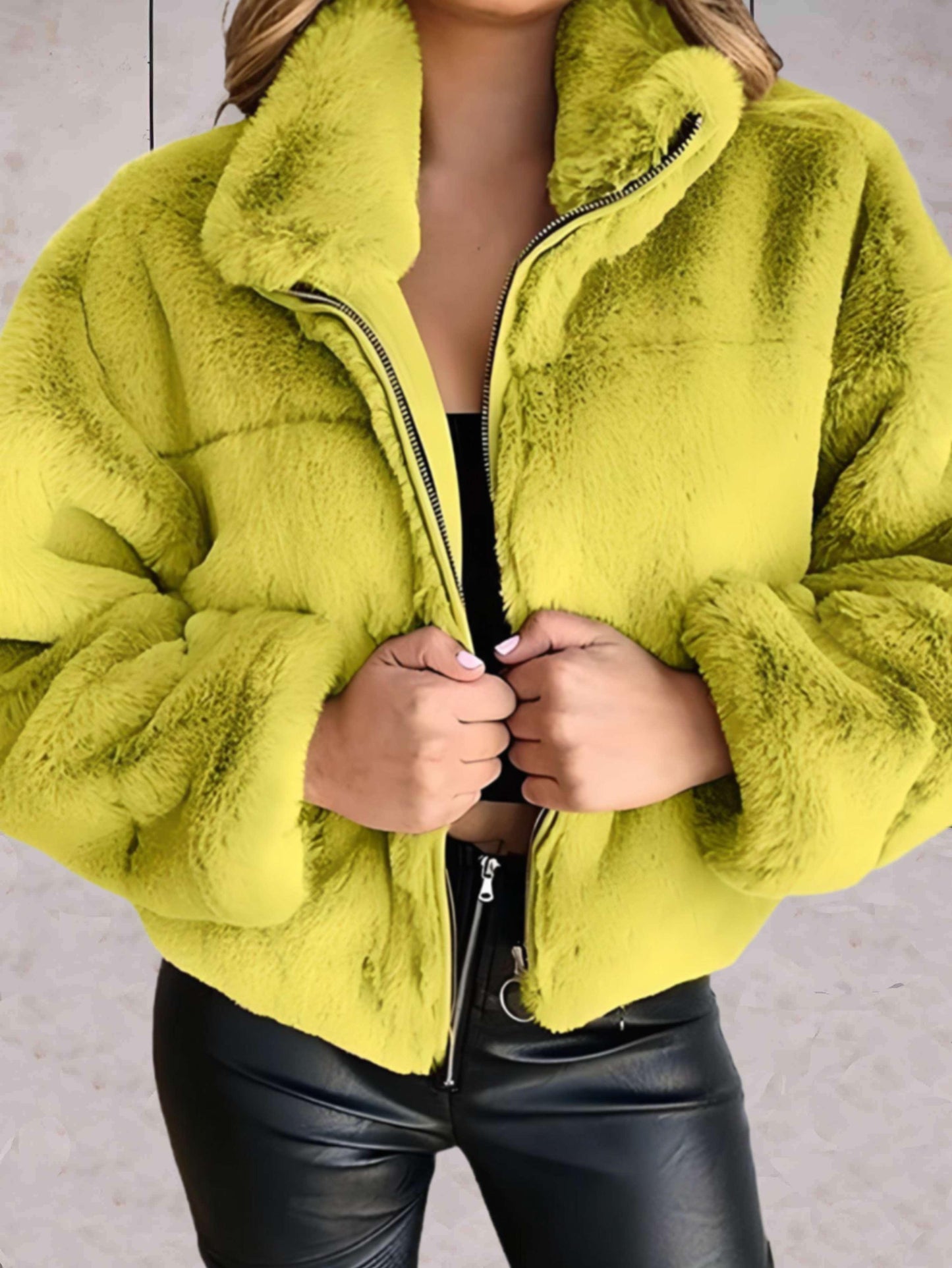 Eyasira | Warme und Kuschelige Kunstpelzjacke mit Reißverschluss