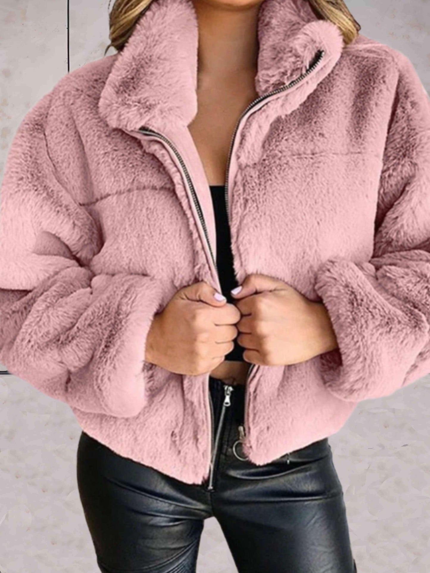 Eyasira | Warme und Kuschelige Kunstpelzjacke mit Reißverschluss