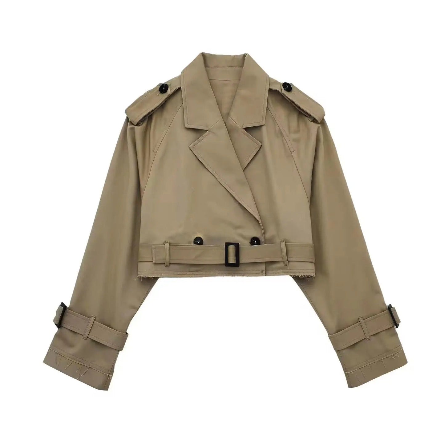 Ella Coat | Stilvoller, übergroßer, zweireihiger, kurzer Trenchcoat für Damen