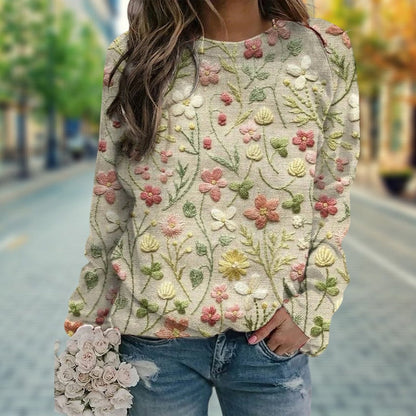 Marlena - Damenpullover mit floraler Stickerei