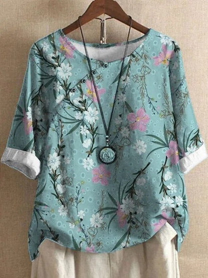 Flora – Bedruckte Bluse mit 3/4-Ärmeln