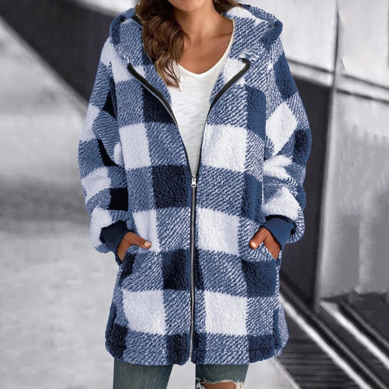 Leonie - Kariertes Damen Kapuzenjacke