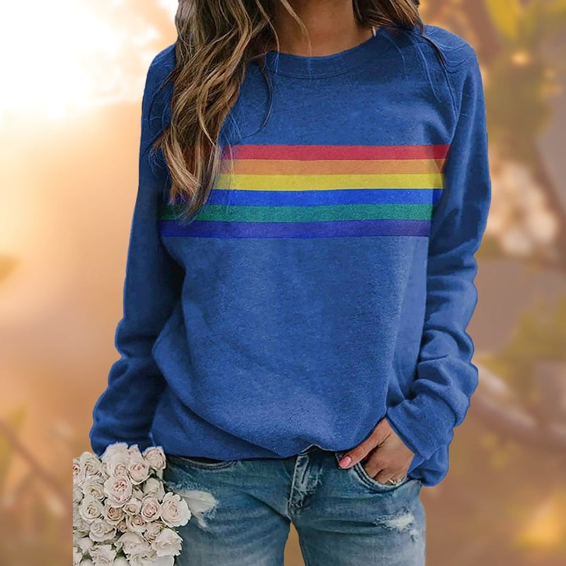Lia - Bequemer Damenpullover mit Regenbogenprint
