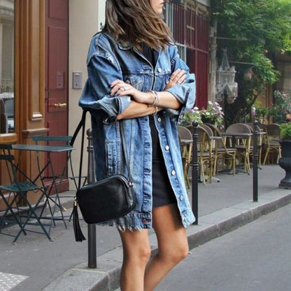 Livia - Lange Damen Jeansjacke
