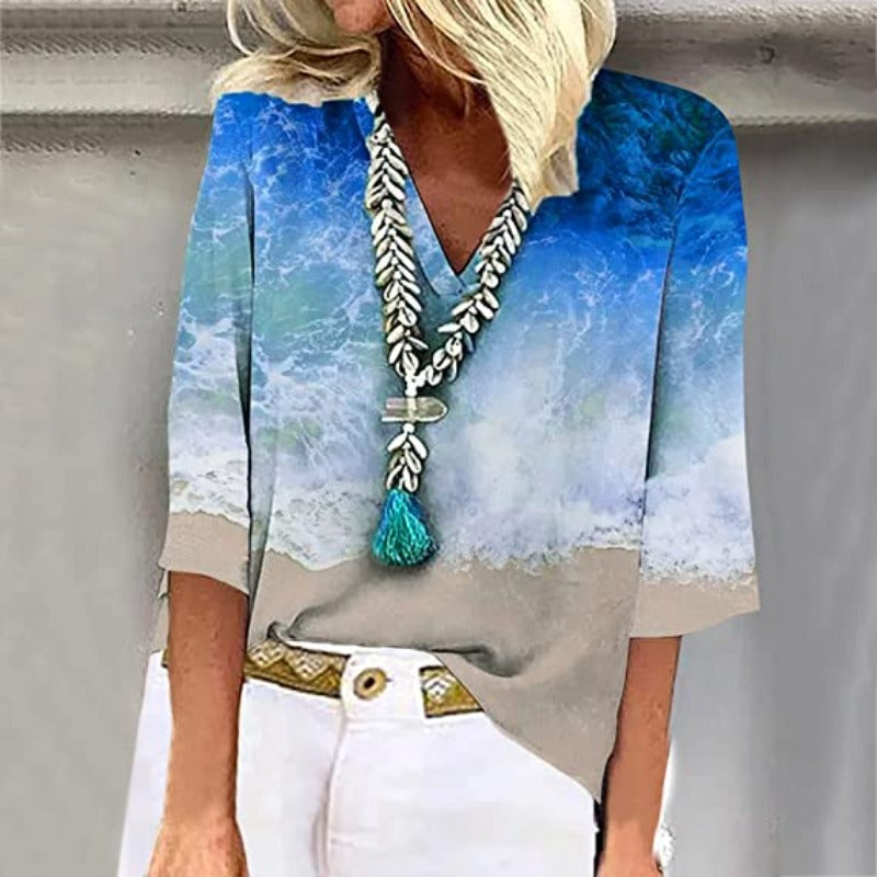 Madeleine - Elegante Damenbluse im Strand-Design