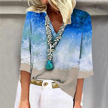 Madeleine - Elegante Damenbluse im Strand-Design
