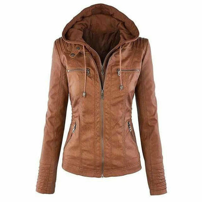Elina - Damen Kapuzenjacke aus Kunstleder