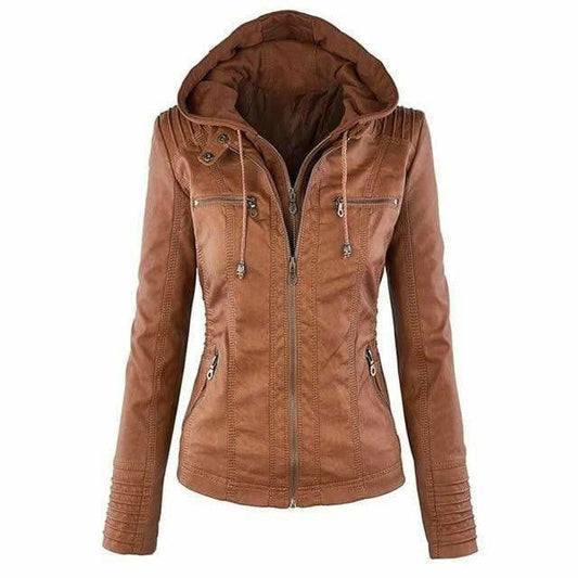 Elina - Damen Kapuzenjacke aus Kunstleder