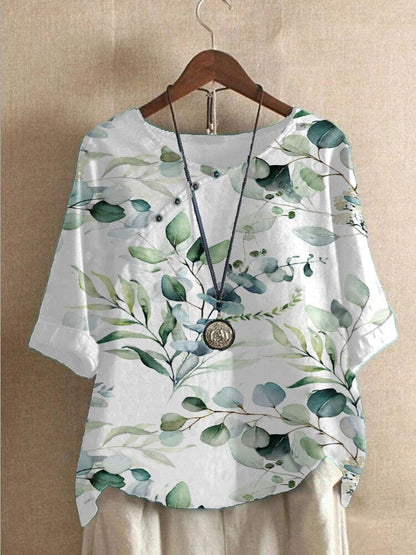 Flora – Bedruckte Bluse mit 3/4-Ärmeln