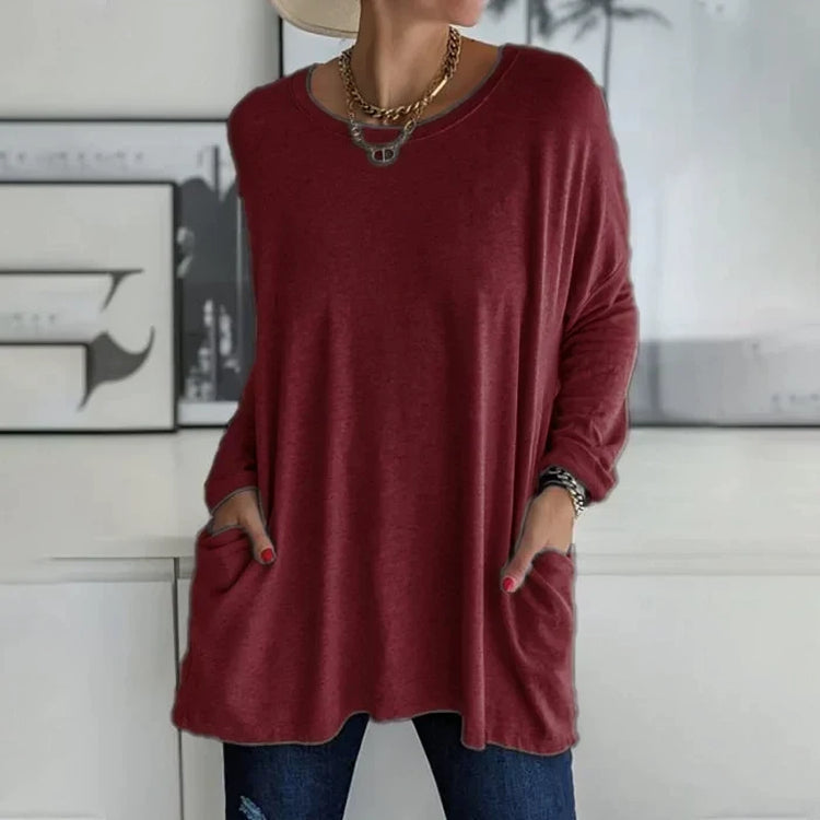 Nina - Lässiger Damenpullover mit praktischen Taschen