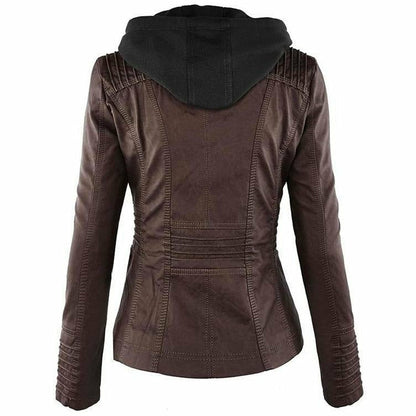 Elina - Damen Kapuzenjacke aus Kunstleder