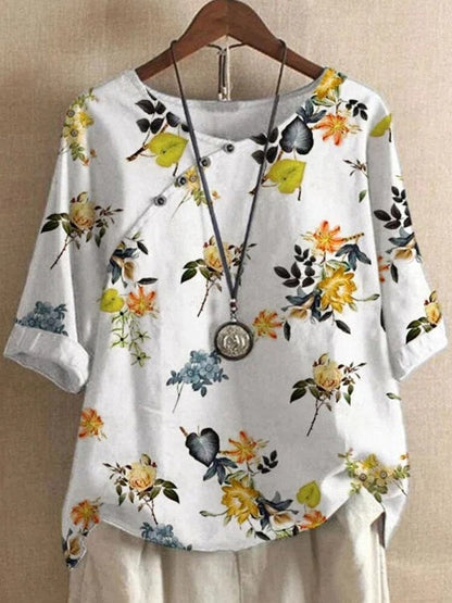 Flora – Bedruckte Bluse mit 3/4-Ärmeln