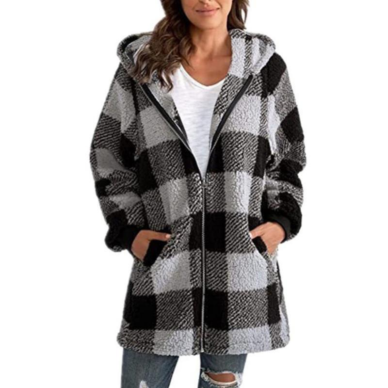 Leonie - Kariertes Damen Kapuzenjacke