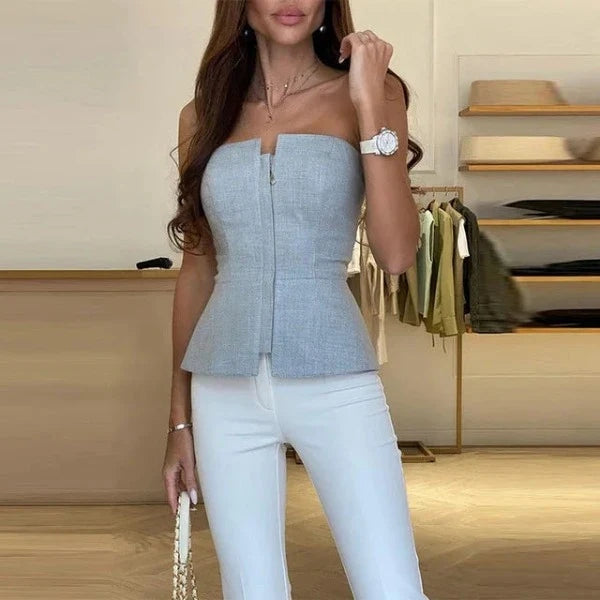 Veronika – Elegantes ärmelloses Damen-Top mit Reißverschluss