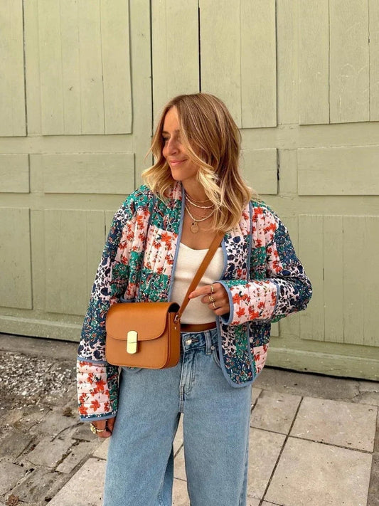 Selinda - Vintage Damenjacke mit Patchwork-Design
