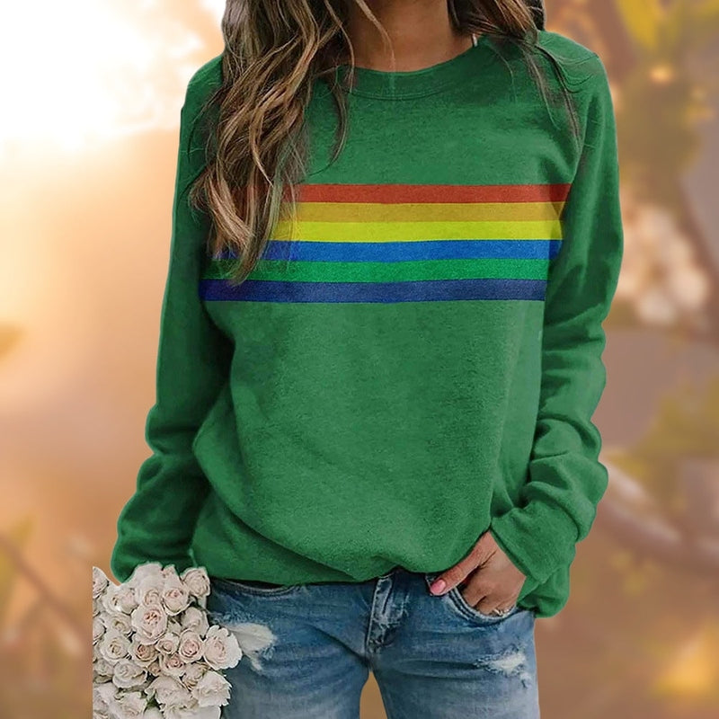 Lia - Bequemer Damenpullover mit Regenbogenprint