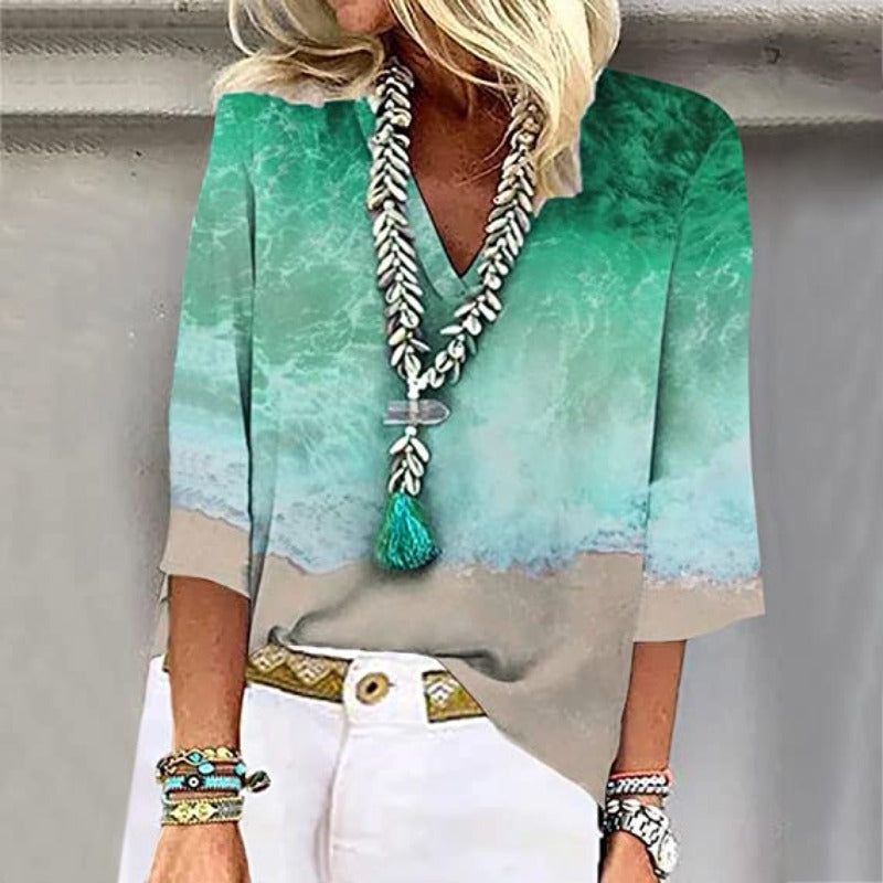 Madeleine - Elegante Damenbluse im Strand-Design