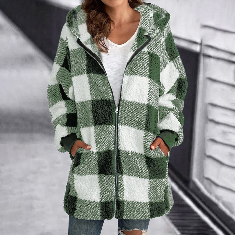 Leonie - Kariertes Damen Kapuzenjacke