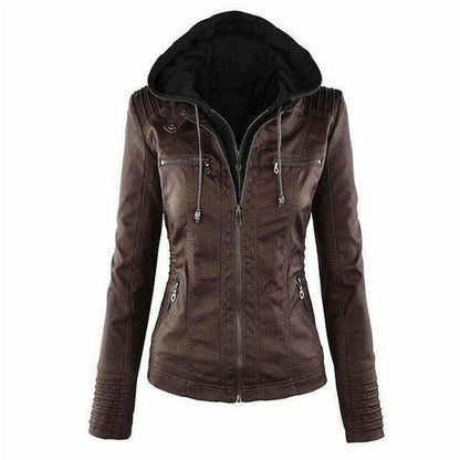 Elina - Damen Kapuzenjacke aus Kunstleder