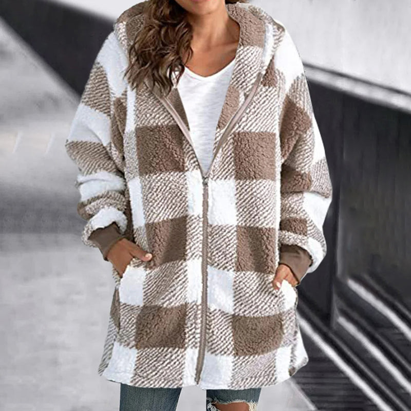 Leonie - Kariertes Damen Kapuzenjacke